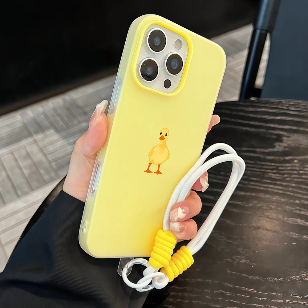 Cute Little Duck Jelly Phone Case For Samsung Galaxy S26 Ultra S25 S24 S23 S22 FE Plus A56 A55 A36 A35 A34 Soft Detachable Strap view 2