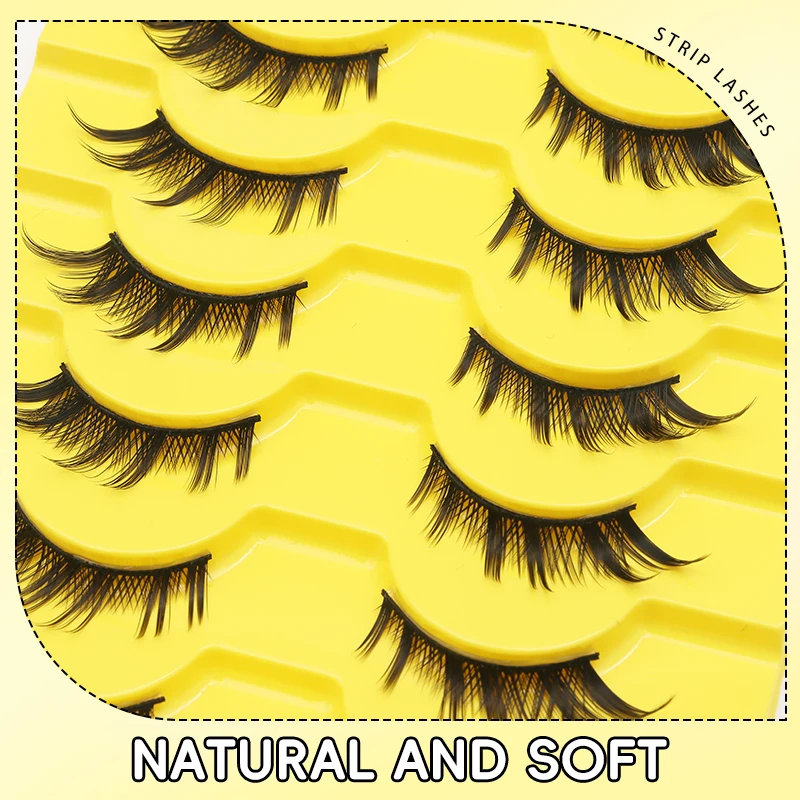 10 Pairs Anime Eyelashes Wholesale Lash Manga Lashes Natural Long Reusable False Eyelashes for Makeup Cosplay Eyes Lash