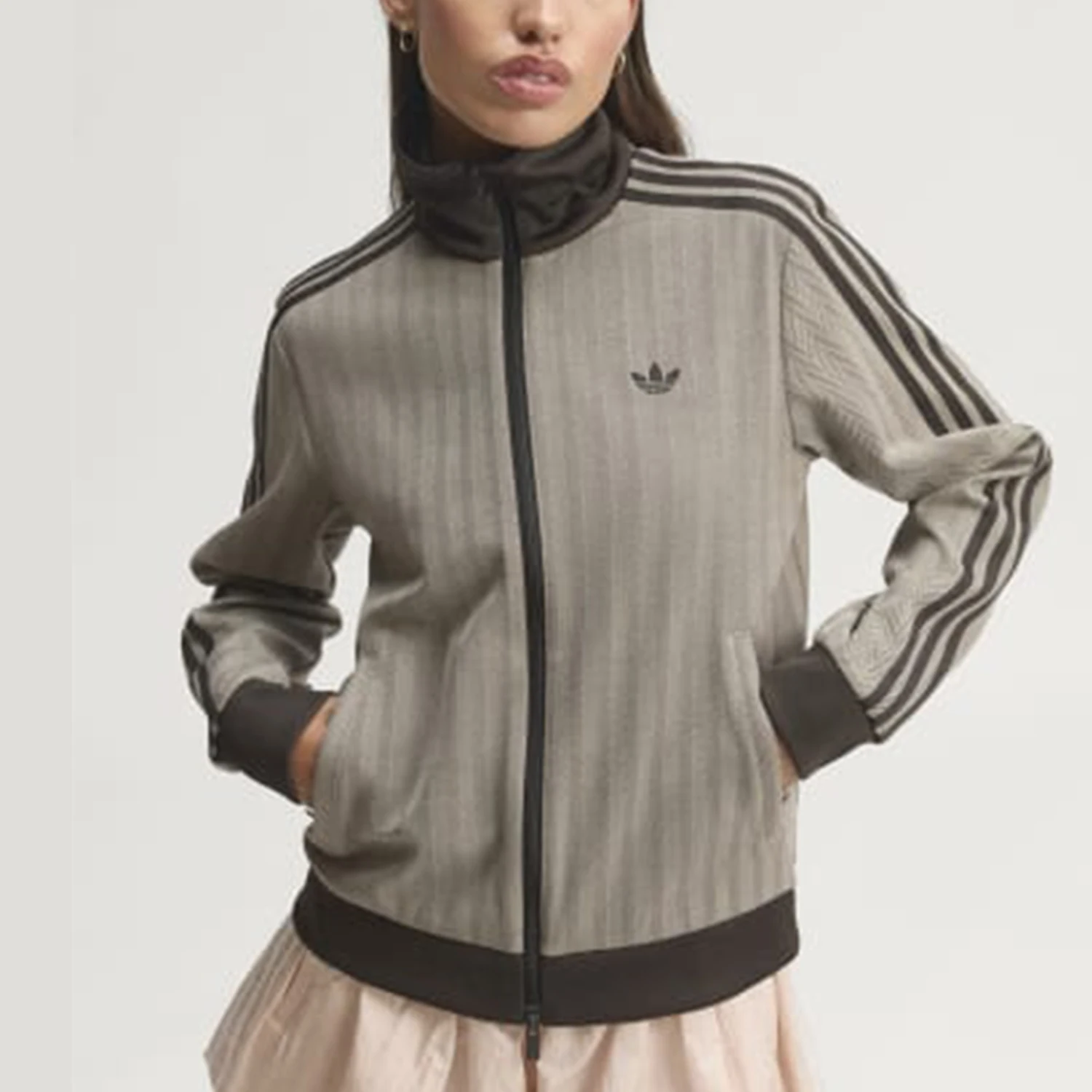 Adidas genuine women's soft zipper casual and fashionable sports jacket KX1868