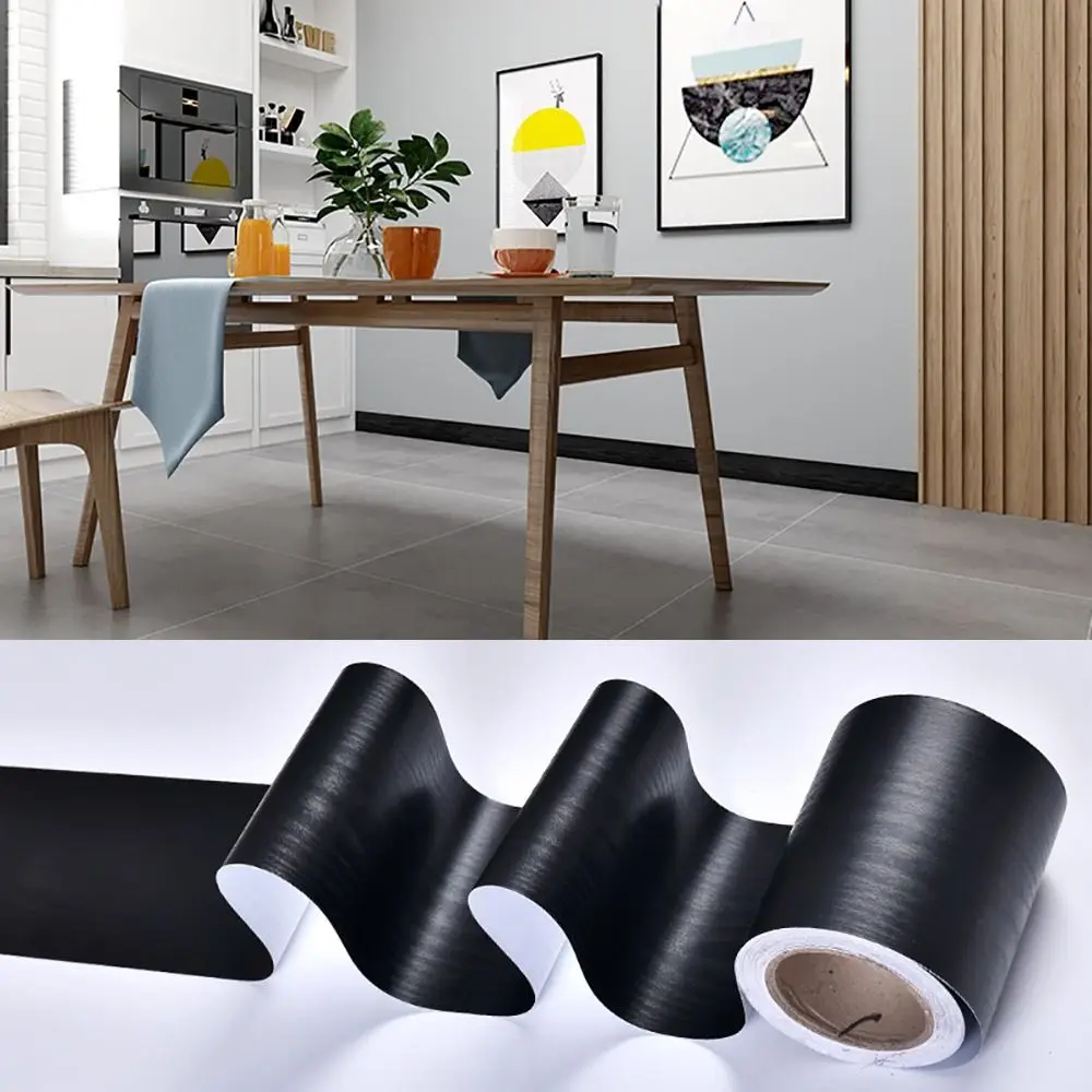 10M/Roll Home Decor Windowsill Waist Line Wallpaper Waterproof Wood Grain Wall Border Sticker Door Frame PVC Skirting Line