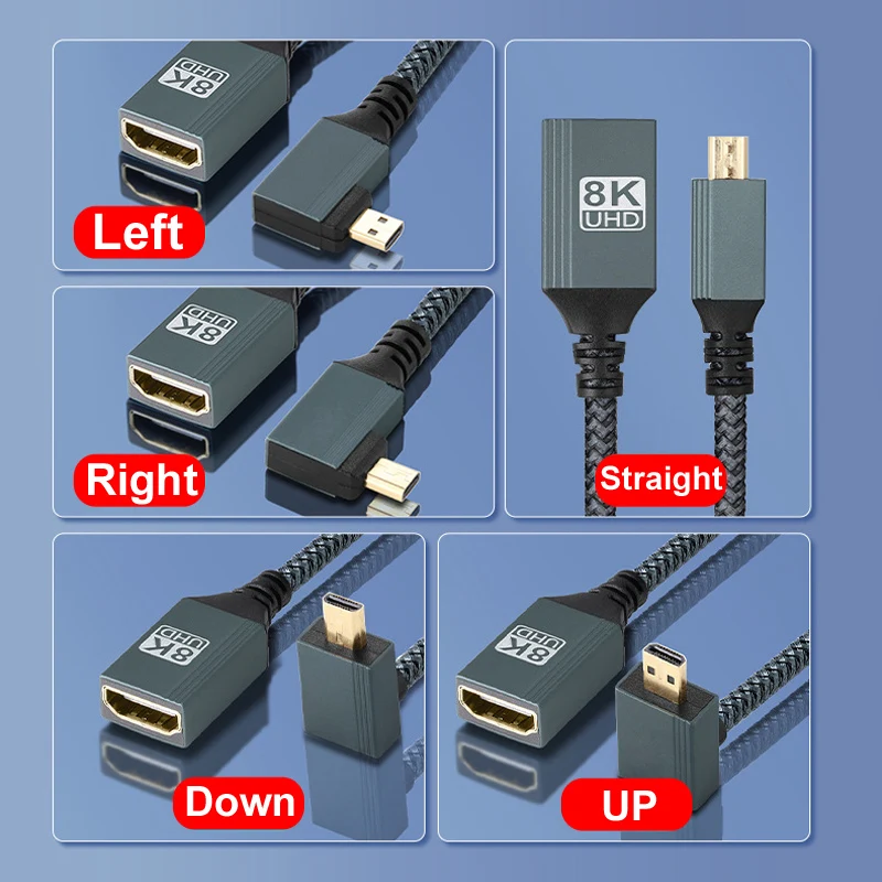 8K/60Hz/122Hz Microhdmi Micro HDMI-Compatible Adapter For Laptop Notebook Camera Camcorder PC tablet TO TV Monitor Projector