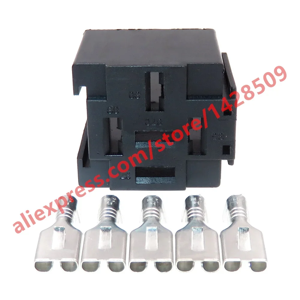 1 Set 5 Pin Car Unsealed Plastic Housing Socket 6.3 Series High Current Auto Relay Wiring Harness Connector