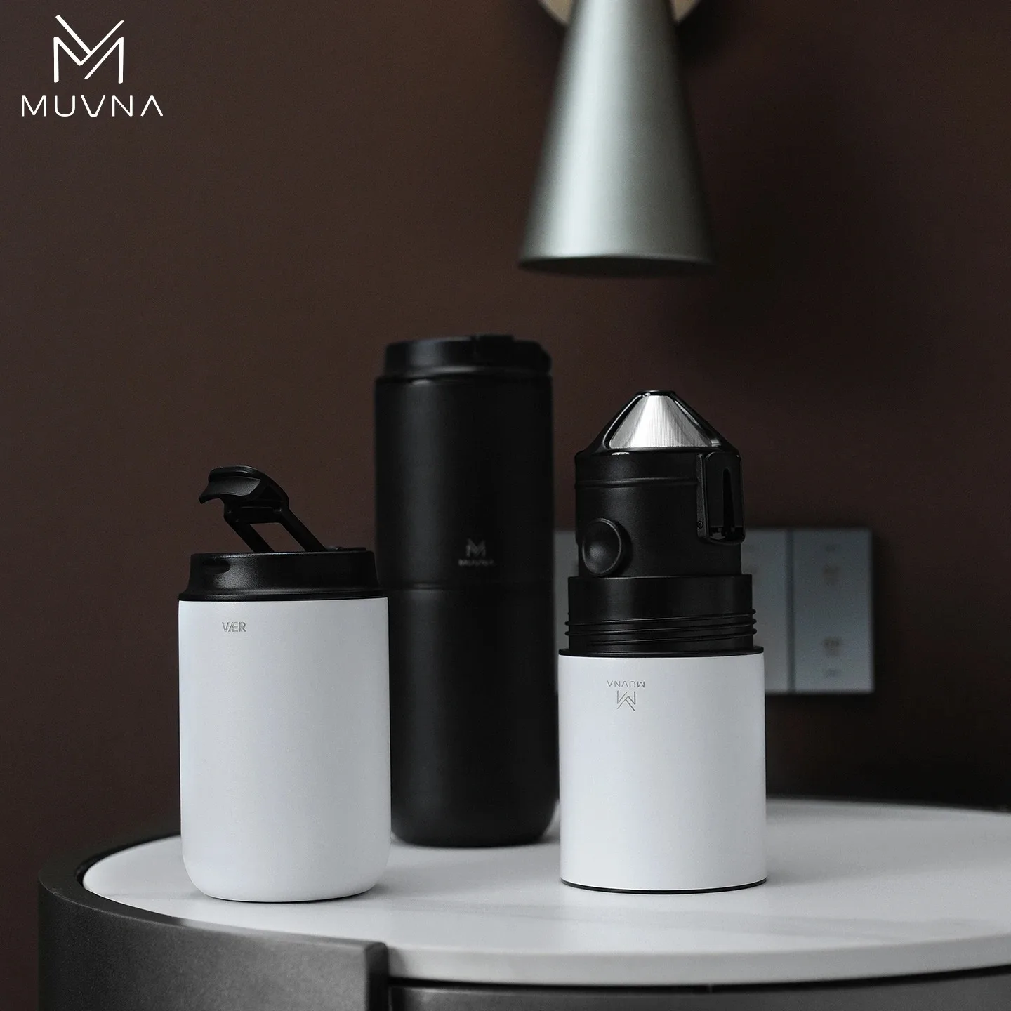 MUVNA Portable Electric Coffee Grinder/Drip Brewer/Coffee Machine,All-in-One Travel Mug for Outdoor Hand Drip Espresso Camping