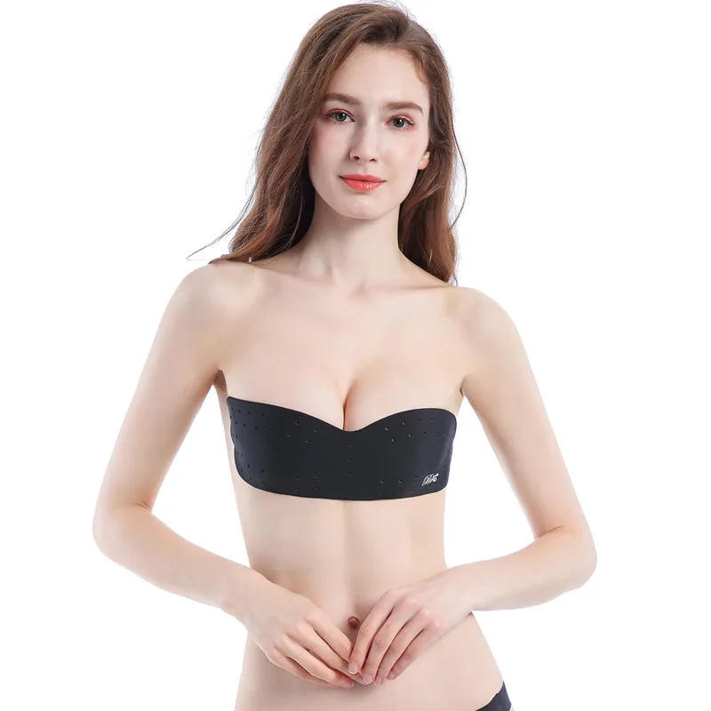 Reggiseno push up invisibile da donna Reggiseno senza spalline senza schienale Reggiseno senza cuciture autoadesivo in silicone riutilizzabile Reggiseni appiccicosi per sollevare il seno