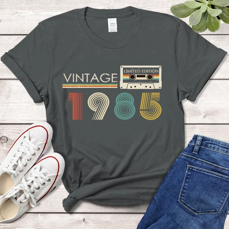 

Vintage Audio Tape 1985 Limited Edition T Shirt Women Harajuku 39th 39 Years Old Birthday Party Retro Tshirt Mother Wife Clothes