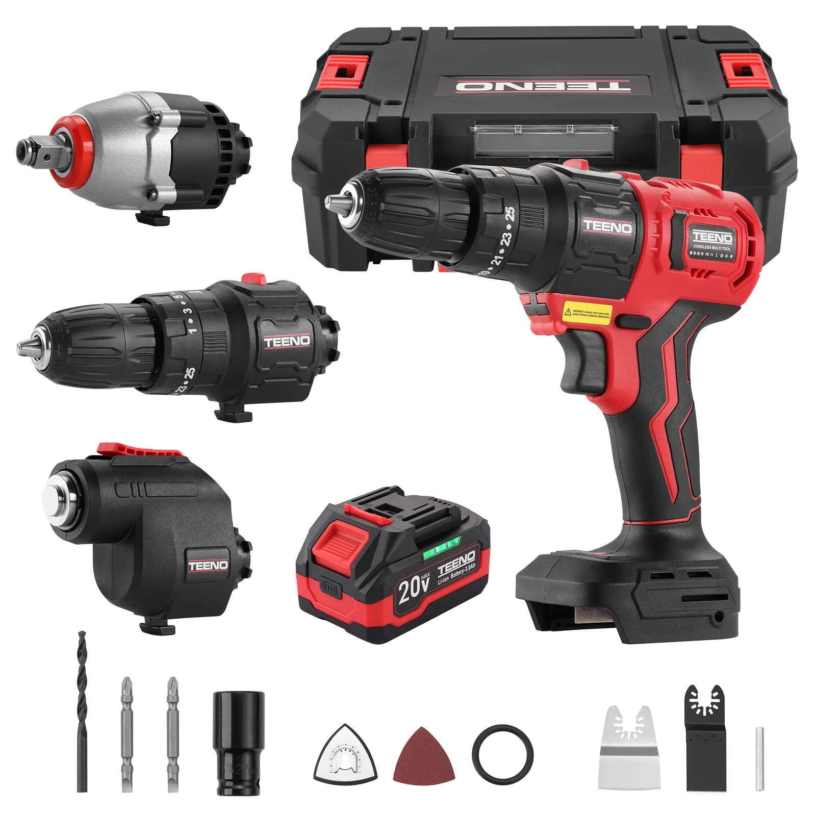 

Cordless Combo Kit 20V, 3-in-1 Cordless Multi-Tool Woodworking Tool Set with Toolbox, Drill, Impact Wrench, Oscillating tool, 1