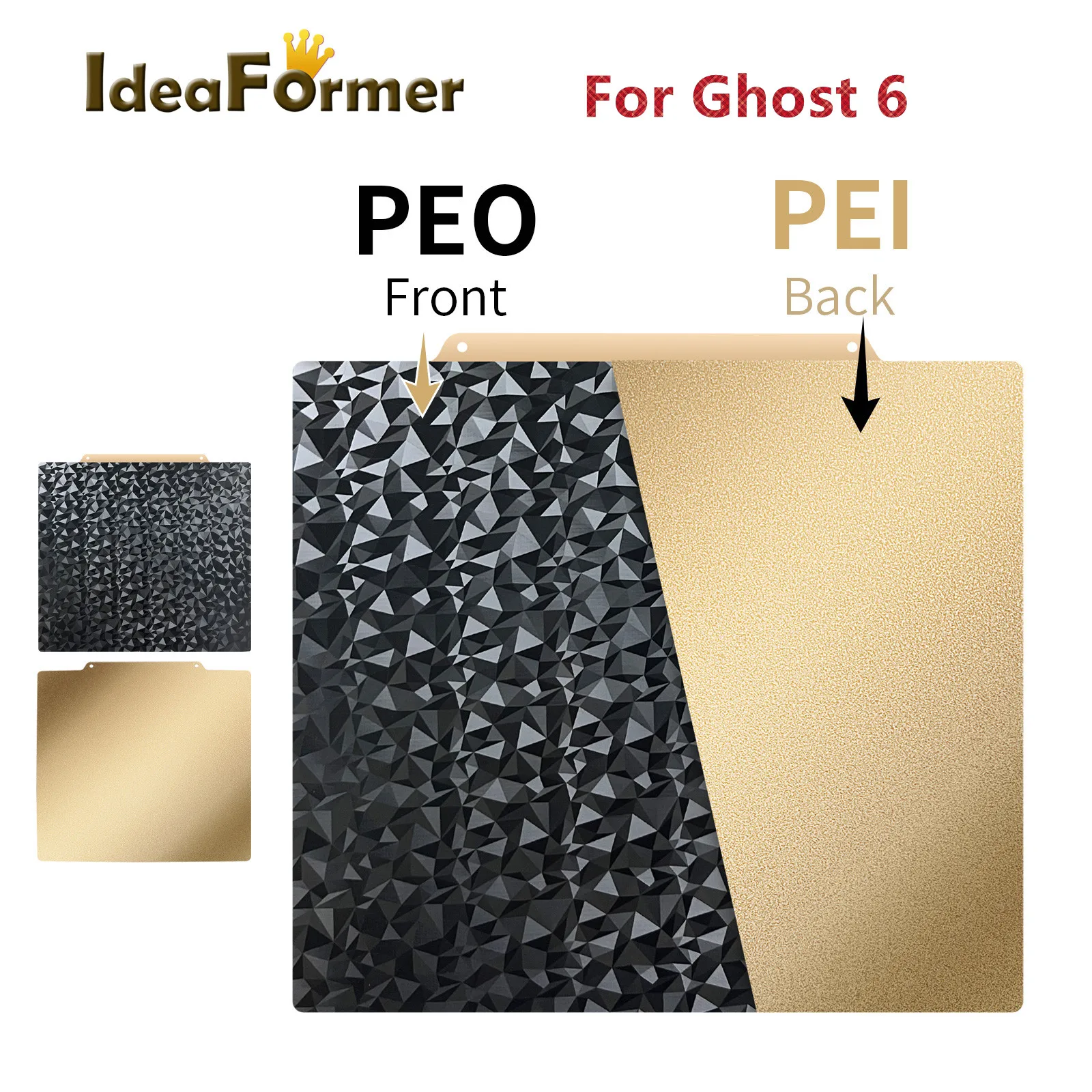 

For Flying Bear Ghost 6 PEO Sheet 230x257mm Double Sided Spring Steel Sheet No Magnetic Base Smooth PEO+Textured PEI Build Plate