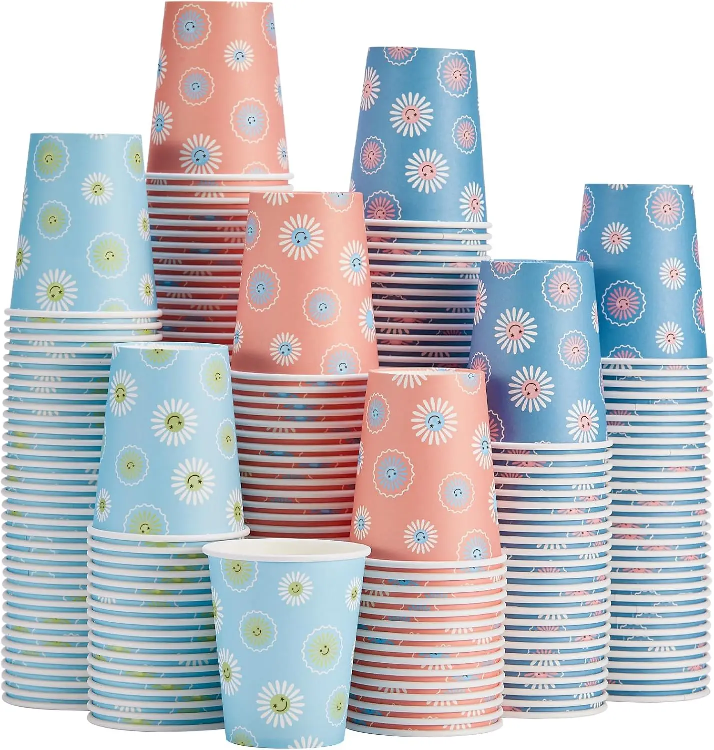 

300 Pack Paper Cups 8 oz, Disposable Coffee Cups, Paper Coffee Cups 8 oz, Colourful Hot/Cold Beverage Drinking Cup for W