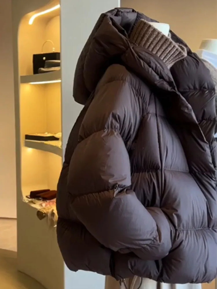 Unique ort Puffer Jaet Women's Coffee Color Korean Sle Bread Coat Winter 2025 New Arrival Loose Fit Polyester Fiber