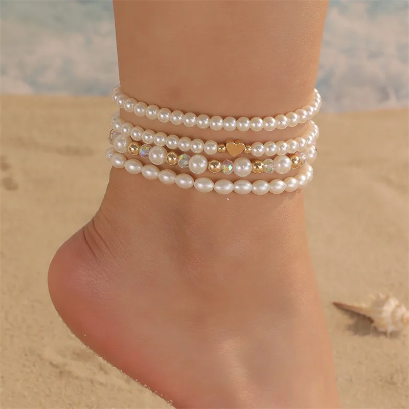 4pcs/set Birthday Gift Heart Anklet – A Sophisticated, Thoughtful Accessory for Your Bestie‘s Special Moments.
