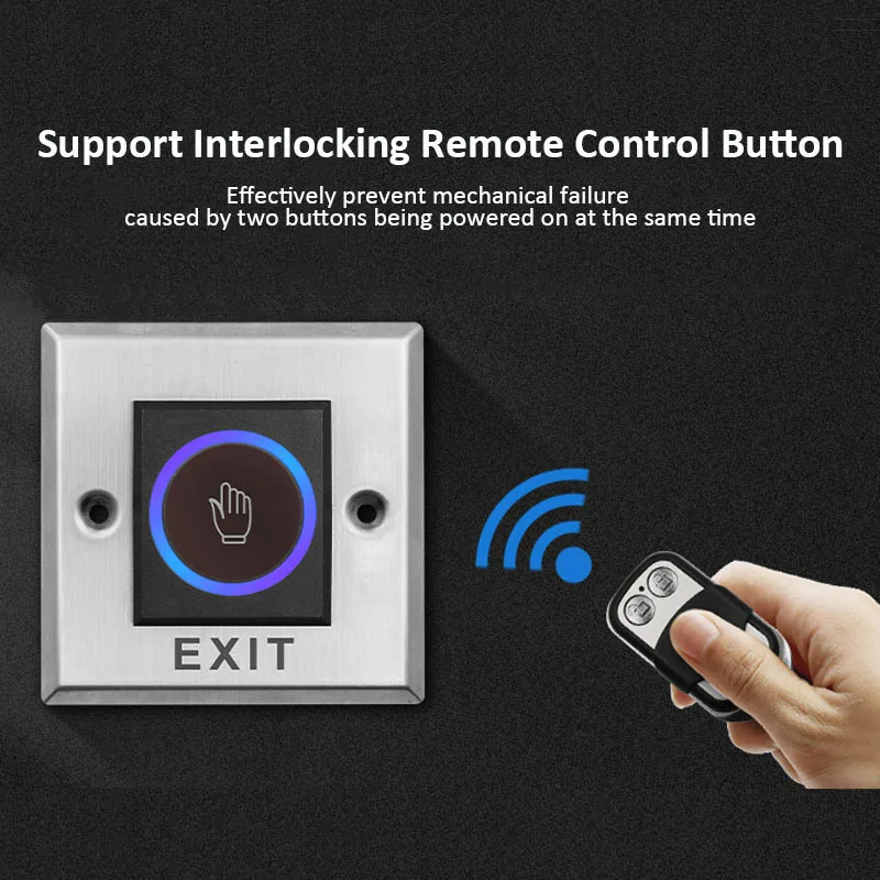 Remote Control Smart IR Sensor Push Buttons No Touch Infrared Door Exit Push Release Button Switch for Access Control System