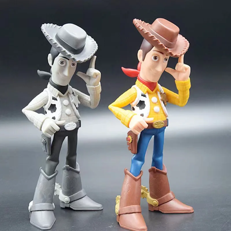 19cm Anime Disney Toy Story 2 Woody Cowboy Cartoon PVC Doll Desktop Figurines Handmade Model GK Toys Office Decoration