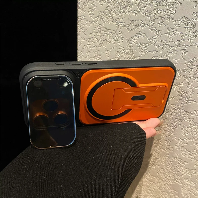 Fold Stand Magnetic Armor Case for iPhone 17 Air 16 15 14 Plus 13 12 11 Pro Max For Magsafe Camera Holder Lens Protection Cover