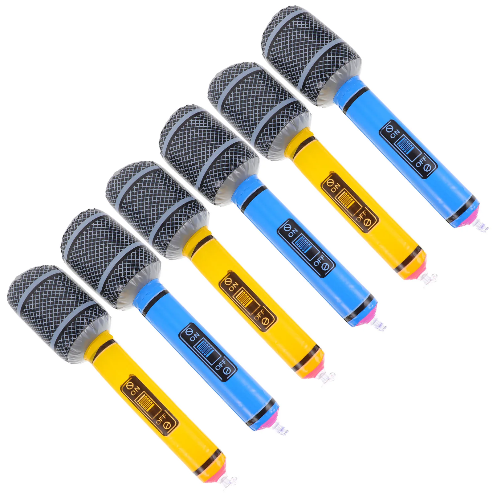 

6 Pcs Microphone 33cm PVC Random Color Blow Inflatable Microphone up Mic Kids Party Favors Halloween Wedding Toy