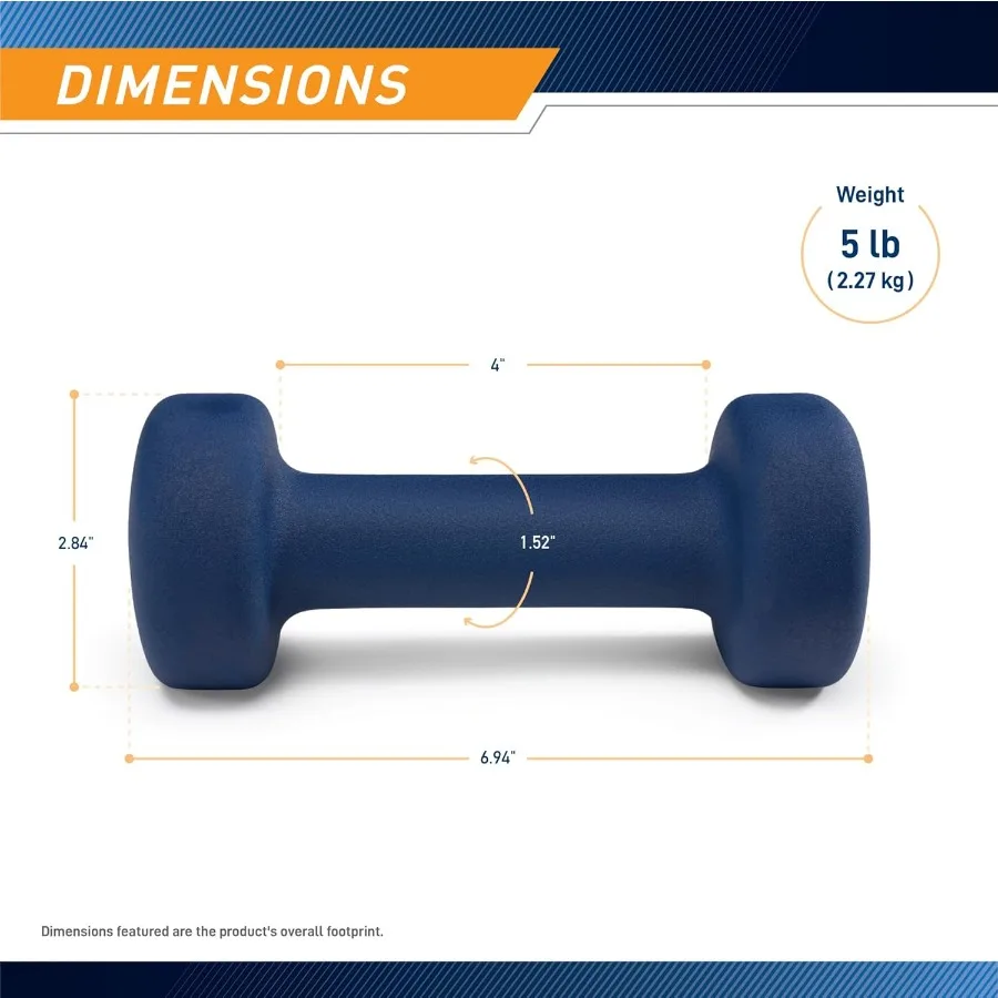 دمبل فوشيا نيوبرين للتدريبات المنزلية وتدريبات اللياقة البدنية 1 رطل دمبل قطعة واحدة مع قبضة غير قابلة للانزلاق وتصميم متين