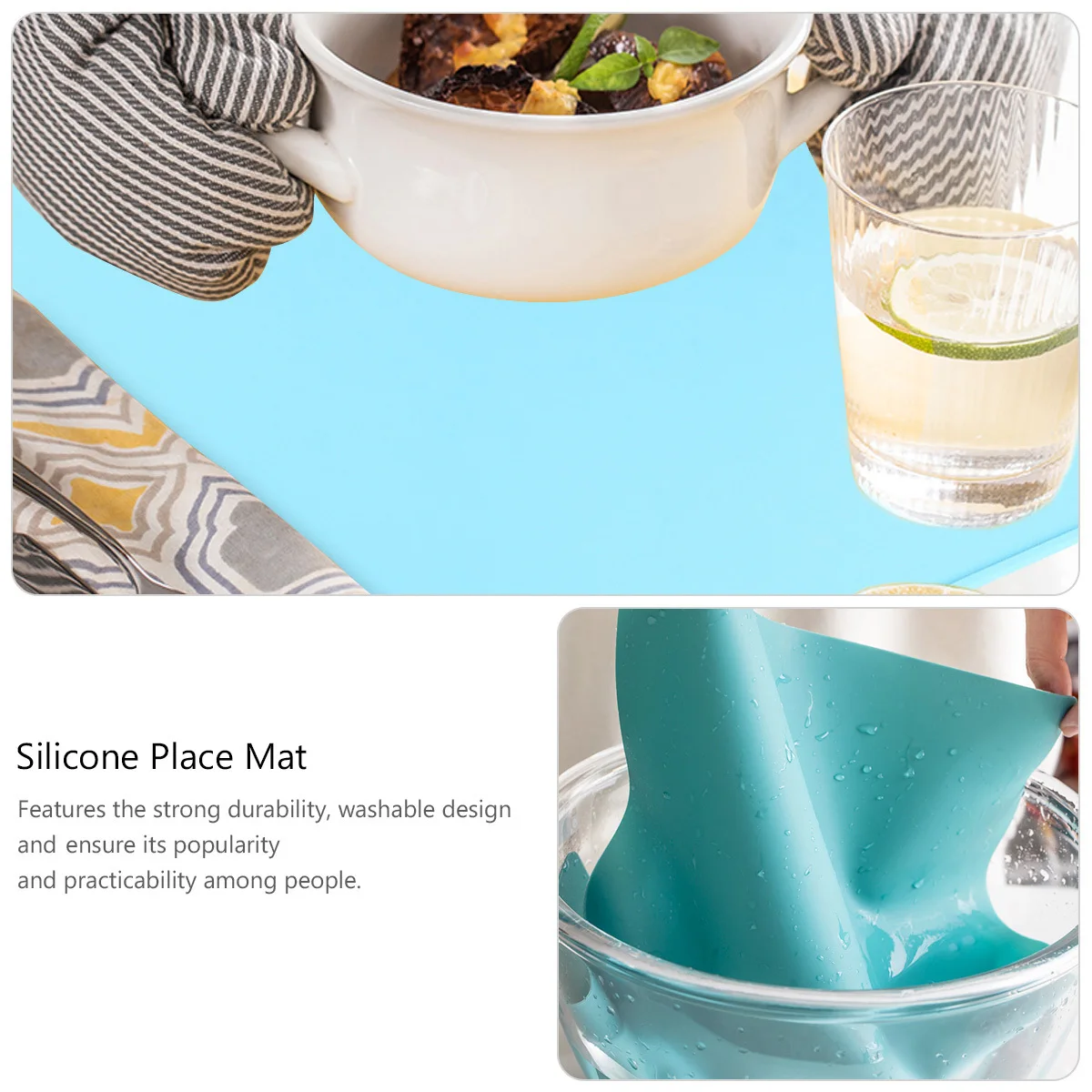 

1Pcs Silicone Table Mat Kids Heat Resistant Non Skid Placemat Washable Dining Mat for Infant Family Use