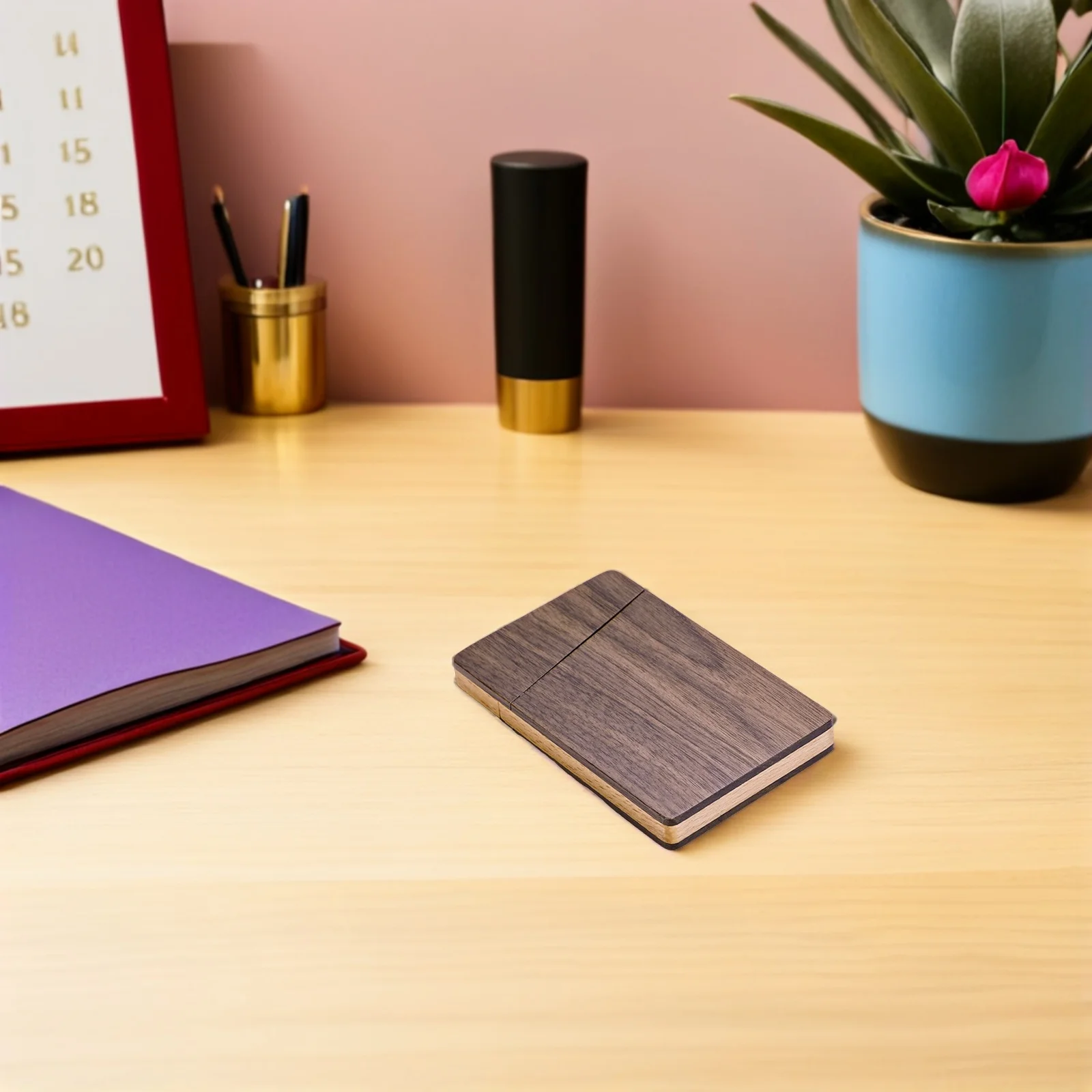 

Business Card Holder Walnut Wood Large Capacity Thin Lightweight Design Pocket Business Card Case Corporate Gift
