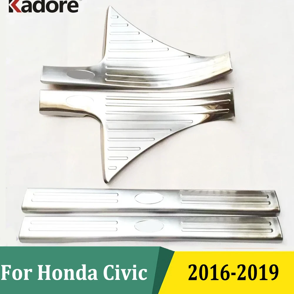 

Накладки на Внутренний порог двери для Honda Civic 2016, 2017, 2018, 2019 седан, защитные накладки на пороги, автомобильные аксессуары из нержавеющей стали