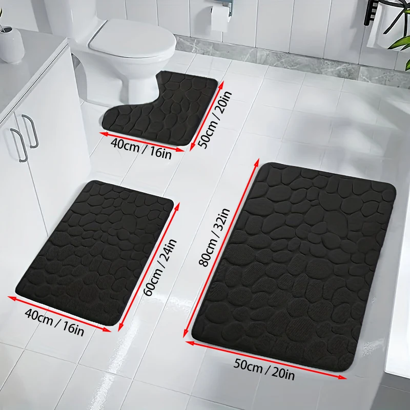 Memory Foam Sponge Pebble Embossed Bath Mat, Quick Absorption And Washable Bath Blanket, Non-Slip Bath Blanket, Washable Carpet