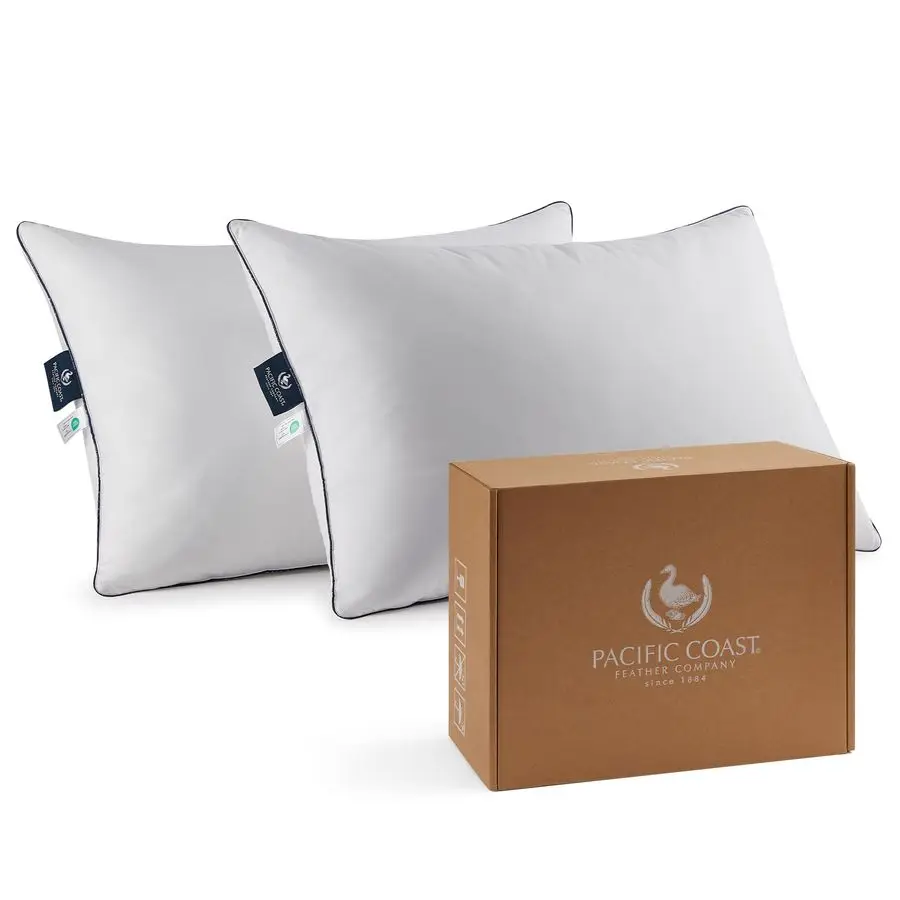 

Bed Pillow, Luxury Hotel Goose Feather and Down Firm Pillow for Sleeping with 100 Cotton Shell, Soft and Supportive