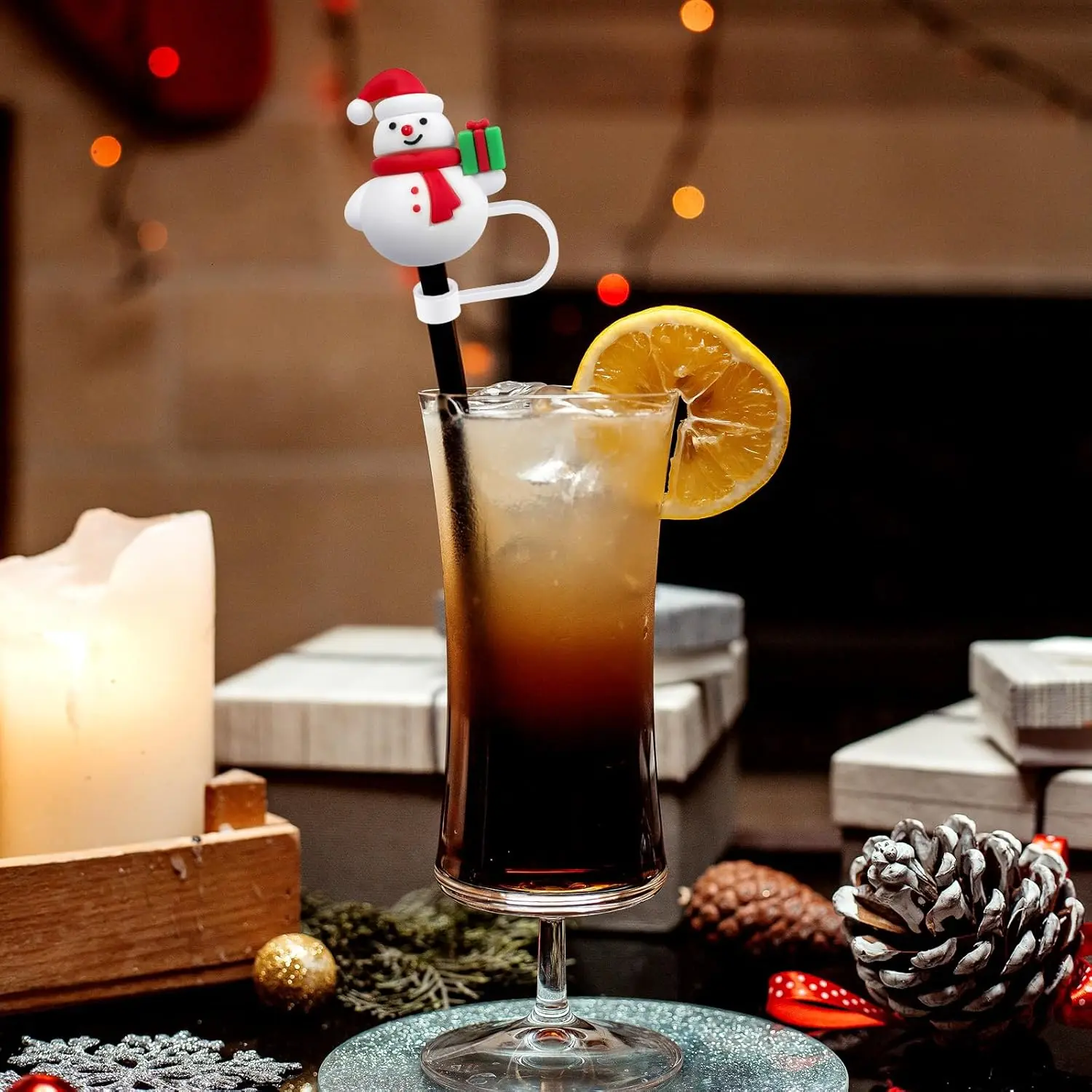 10mm Christmas Straw Covers Cap for Stanley Cup Tumblers Accessories, Reusable Straw Cap Stopper for Straws Tip Lids