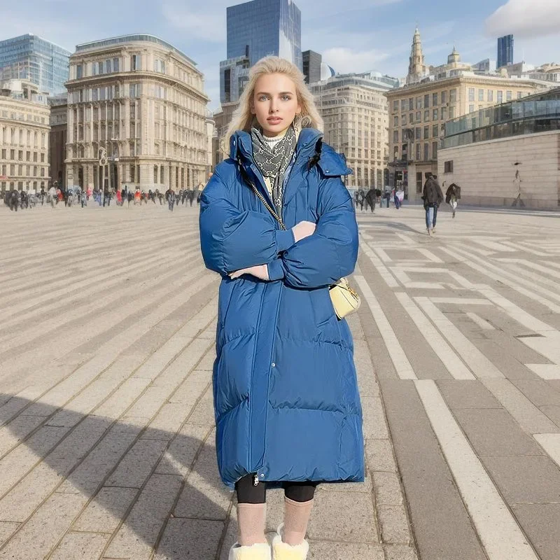 Parka longue droite vers le bas pour femmes, manteau en coton à capuche, veste matelassurera coréenne adt, mode féminine, parkas chaudes, vêtements d'extérieur, hiver, nouveau, 2024