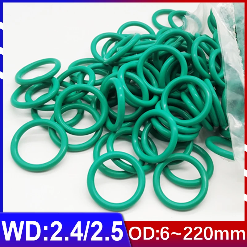 

WD2.4/2.5mm Fluorine Rubber O-ring FKM Seal OD 6~220mm Fluoro-oxygen O Ring Seal Gasket Ring Corrosion Resistant Seal Heat 5 Pcs