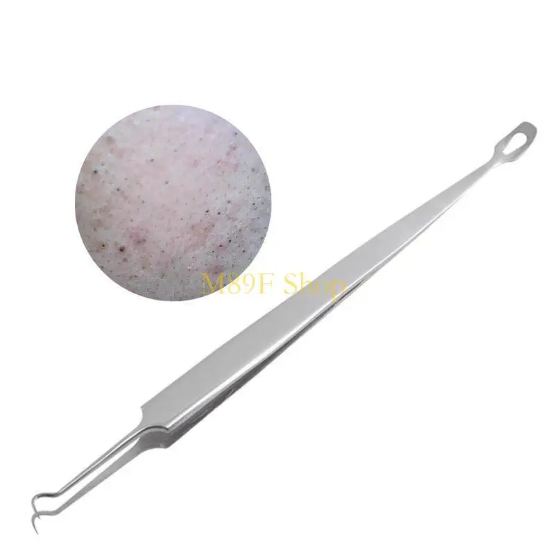 M89F สแตนเลสสตีลปลายสองส่วนโค้งมัดหัวดำแหนบแหนบเข็มสิวสิว Comedone BLEMISH EXTRACTOR TOOL