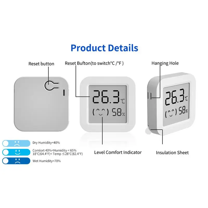 Alta Precisão Digital LCD Interior Sensor de Temperatura, Temp e Umidade Monitor, Medidor de Umidade, Home Termômetro, Higrômetro Medidor