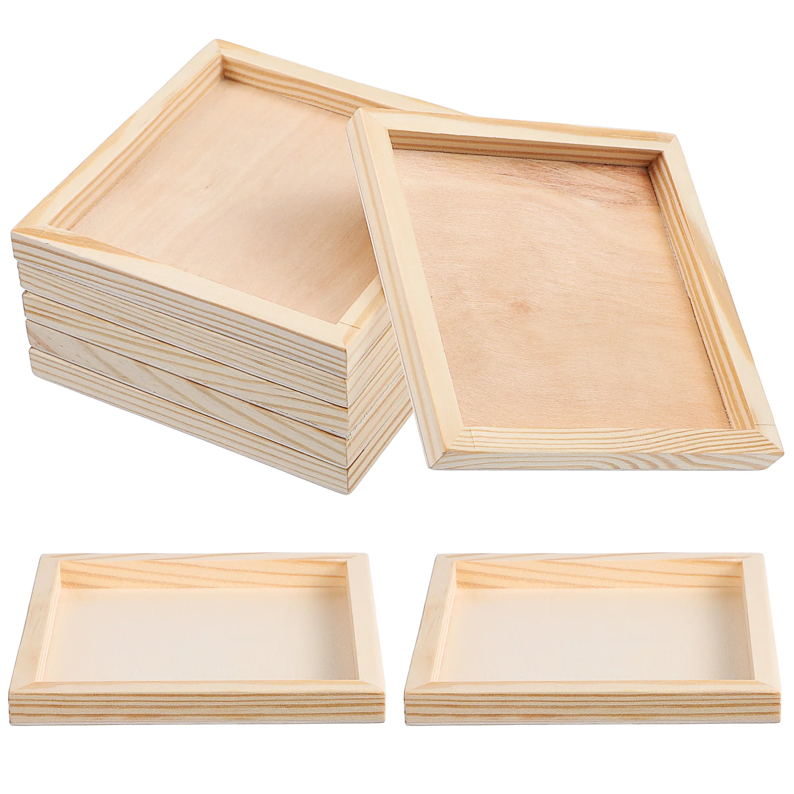 6 Pcs Boards Unfinished Wooden Trays Natural for Decor Hexahedral Painting Organizer Crafts Office