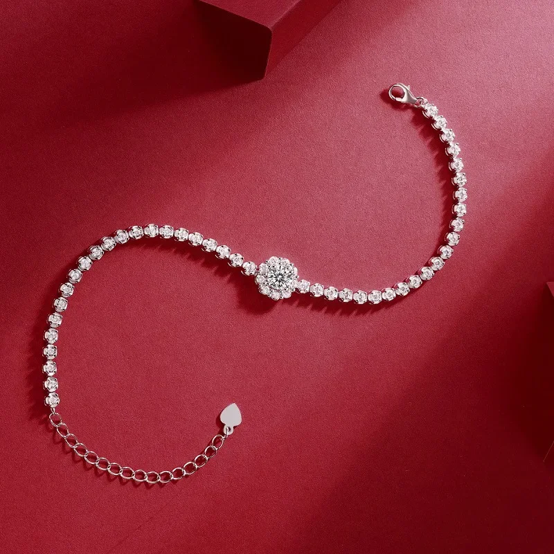 MINWEEN 18k Gold Plated Moissanite Bracelet for Women 5*5mm 100% S925 Silver Luxury Jewelry