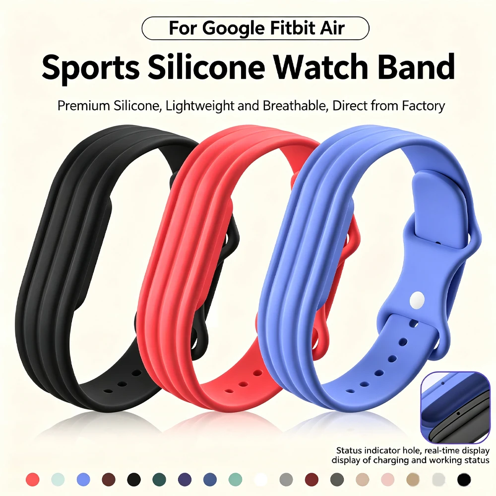 Bracelet de montre à boucle en Silicone pour Google Fitbit Air, bracelet de suivi de la forme physique, doux et respirant, pour Fitbit Air Sports, remplacement du bracelet