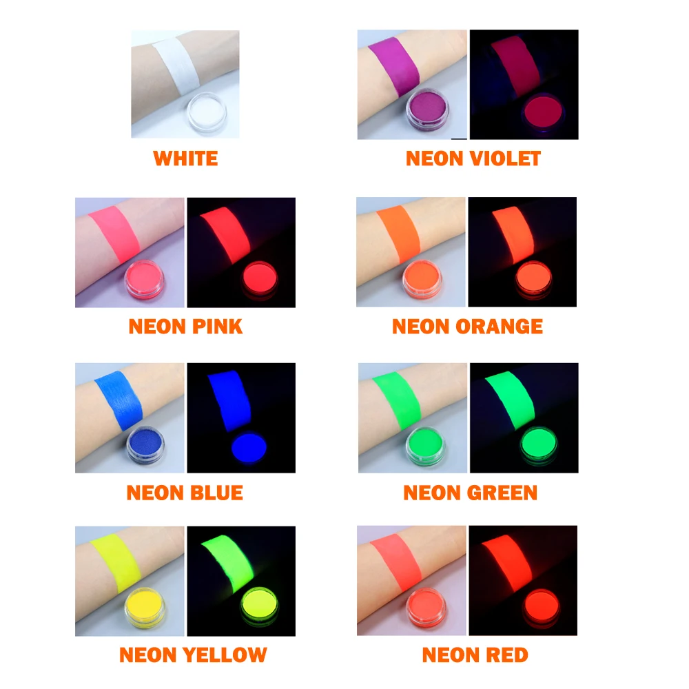 OPHIR Neon Color Split Cakes Face Paint Palette Set for Children Halloween Party Maekup Face Body Painting RT014