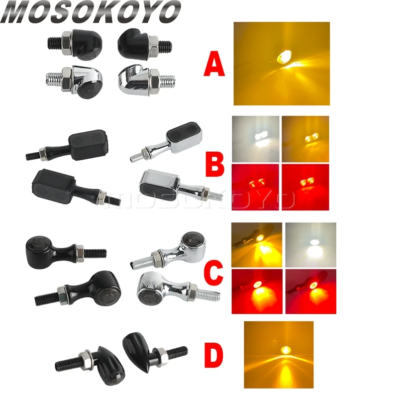 8 مللي متر دراجة نارية صغيرة LED بدوره مصباح إشارة رصاصة ضوء وماض لكاواساكي سوزوكي ياماها دوكاتي هارلي هوندا مقهى المتسابق بوبر