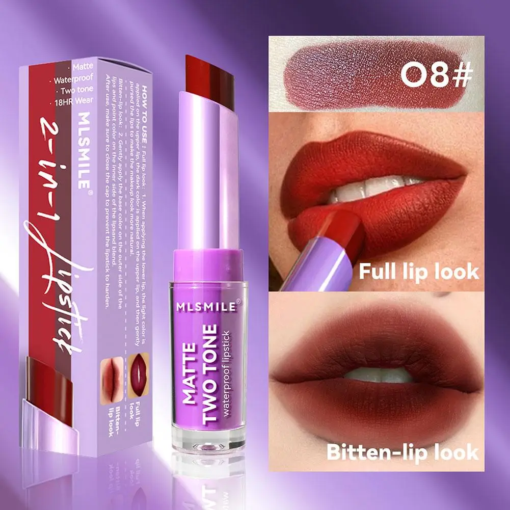 Lápiz labial de dos tonos, resistente al agua, duradero, hidratante, Sexy, antiadherente, Diamante nacarado, labios rojos, mate, Makeu L9d1, nuevo