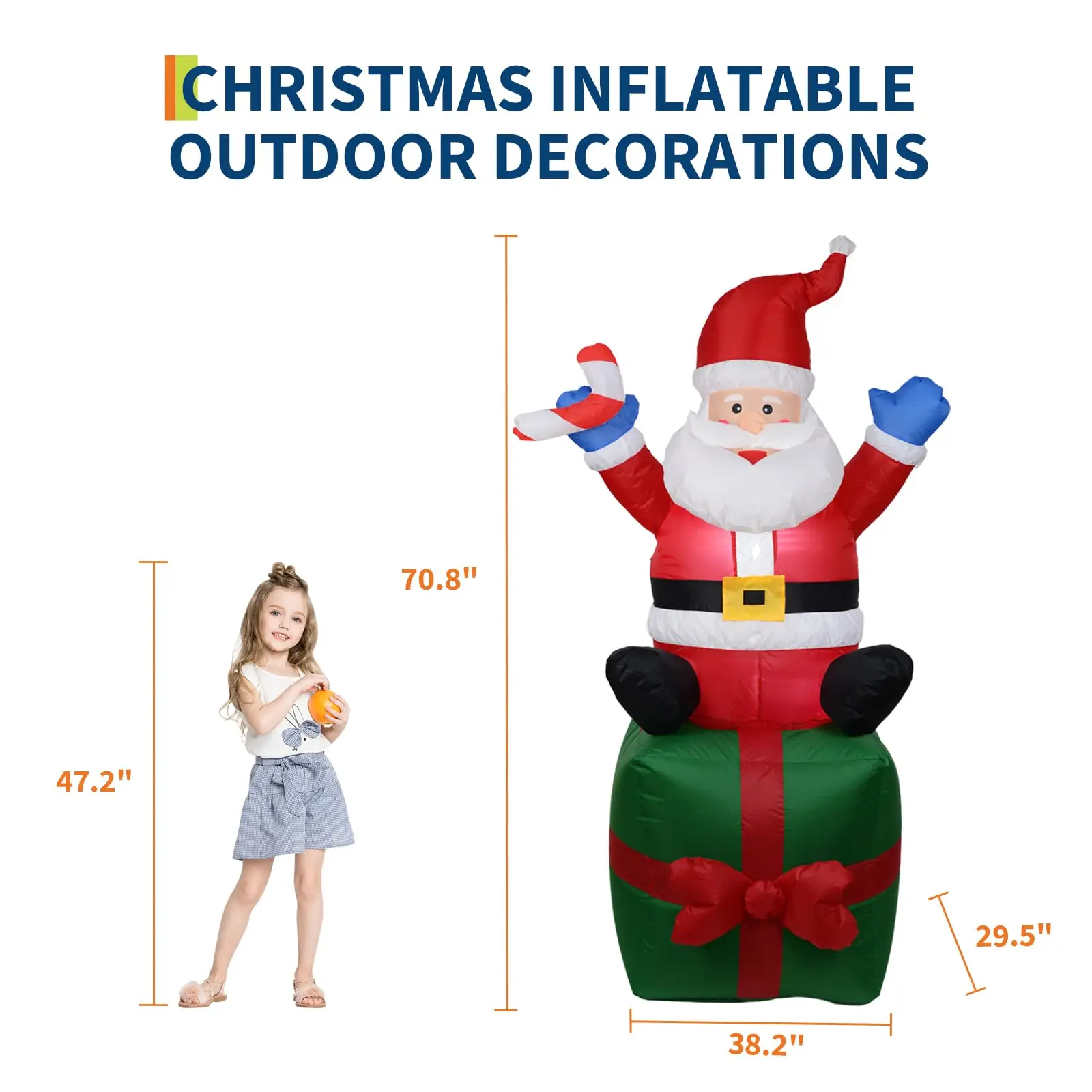 Christmas Inflatable Outdoor Toy 6Ft Santa Gift Box With Led Lights, Blow Up Yard Decoration For Lawn Porch Garden Party Decor