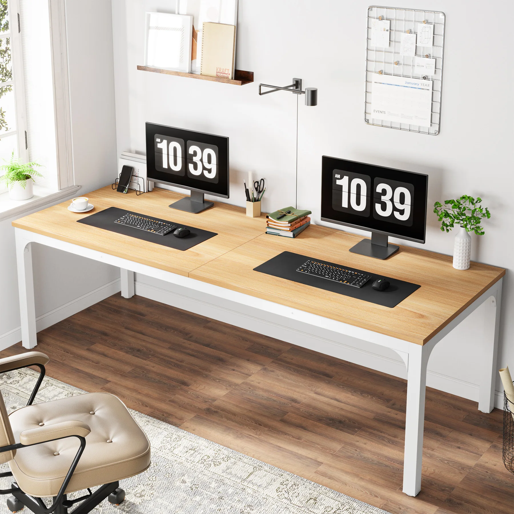 Tribesigns 78.7 Inches Extra Long Computer Desk 2 Person Desk, Double Long Desk, Workstaion for Home Office