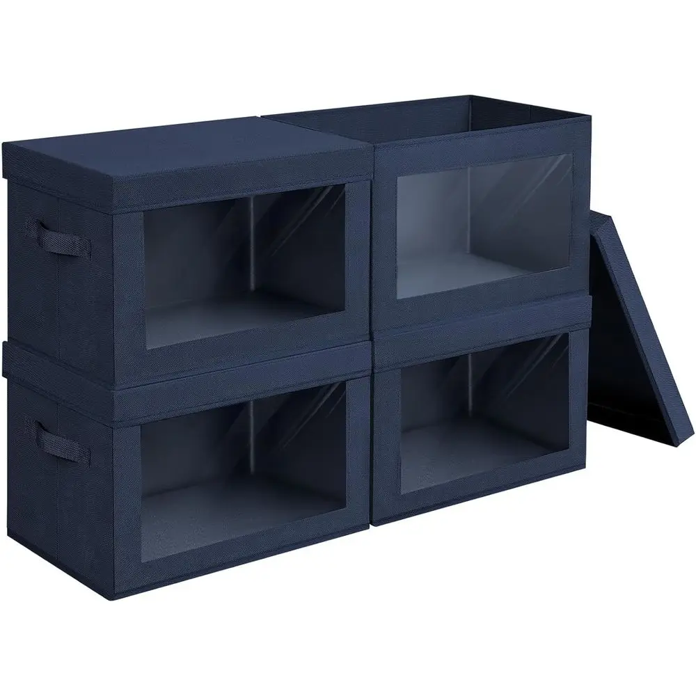 

Штабелируемые контейнеры для хранения с крышками — большие складные коробки для организации пространства, органайзеры для одежды в шкафу