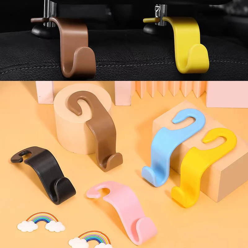 

New Car Seat Back Hook Universal Polychromatic Car Back Headrest Hook Vehicle Seat Organizer Holder Car Accessories Interior