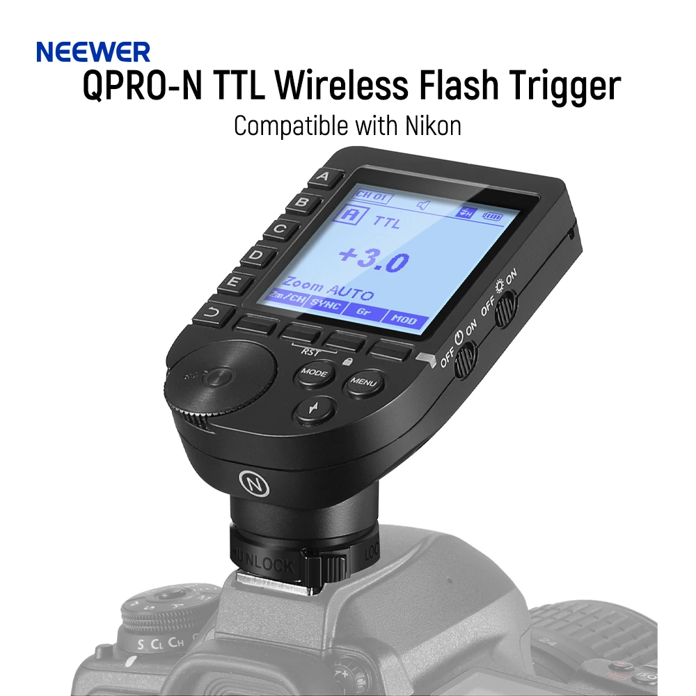 

NEEWER QPRO-N TTL Wireless Flash Trigger Compatible with Nikon for Q4 Q3 Z1 Z760 NW420 NW655 NW665 S101-300W/400W PRO