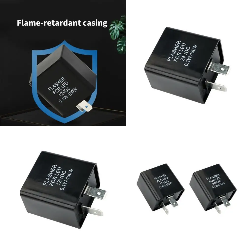 12V/24V Optional Black Plastic 2 Pin LED Flasher for Vehicle Turn Repair