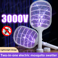 USB Electric Shock Mosquito Lamp 2-in-1 Rechargeable Mosquito Fly Swatter Household Indoor Outdoor Insect Killer Device