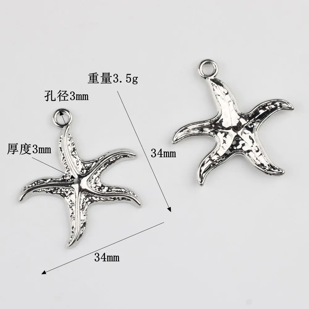 40pcs Vintage Silvery Golden Color Pendants Diy Starfish Pendants Necklace Earrings Connectors Handmade Jewelry Making Findings