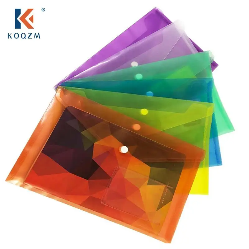 A5 File Bag Plastic Envelope Transparent Document Waterproof Folder With Snap Closure School Test Paper PackagingOffice Supplies