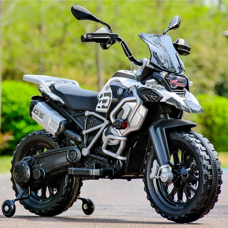 Motocicleta todoterreno eléctrica para niños - Bicicleta recargable de 2 a 8 años con luces LED/Música y sonido de motor de simulación Coche eléctrico para niños