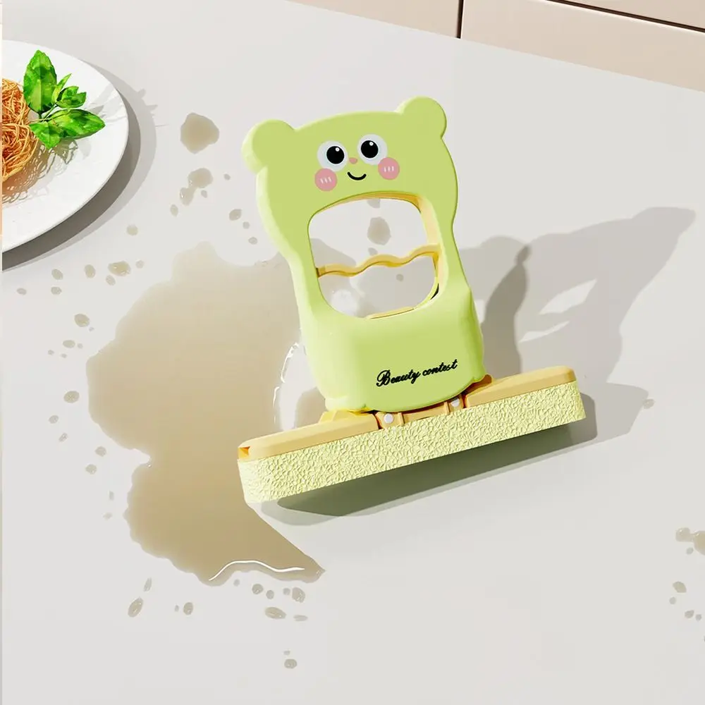 Mini Foldable Desktop Mop Cartoon Bear Wet Dry Use on Desktop Lazy Small Mops Table Wiping Tool Durable