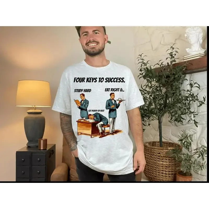 Four Keys To Success T Shirt Retro For Students Office Humor And Motivational Funny Student Inspiration