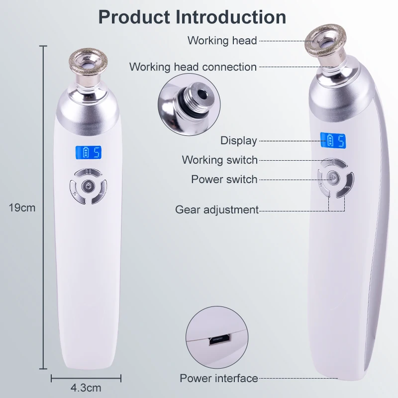 

Facial Deep Cleaning Equipment USB Upgrade Version Diamond Microcrystal Skin Resurfacing Machine Blackhead Removal Professional