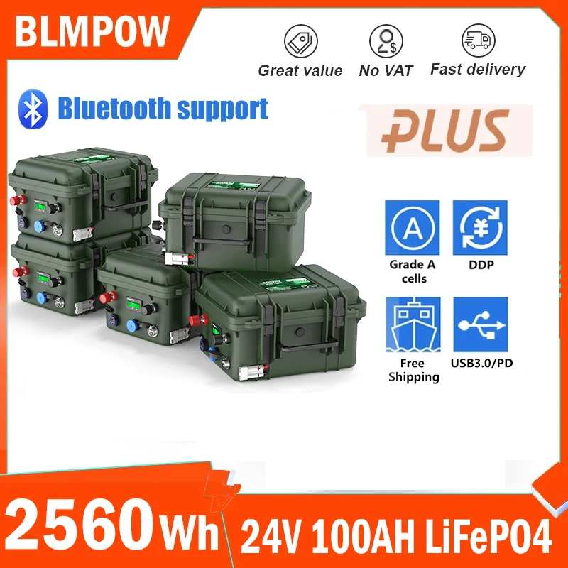 

24V 100Ah LiFePO4 Battery 150Ah 120Ah Lithium Battery 25.6V Buletooth 8S 100A BMS 6000+ Cycles IP65 For RV Boat Solar EU No Tax