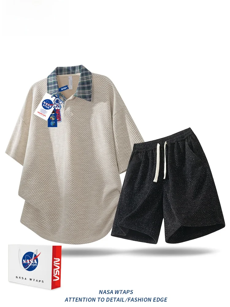 

WTAPS Men's Summer Casual Sportswear Set ort Sve T-irt Wide Leg orts Ensemble Polyester Fiber Teenager Applicable